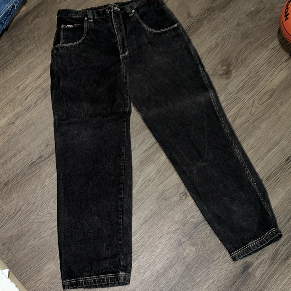 Vintage FUBU., Mens, gently worn, W36/L34 Black denim jeans. 32 inseam